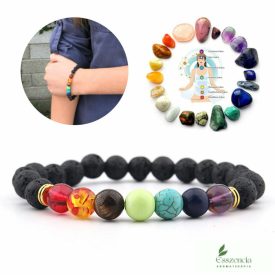 Aromaterápiás Láva Csakra Karkötő